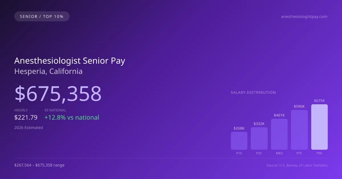 Anesthesiologist Senior Salary in Hesperia, CA — 2026 est., based on 2025 BLS