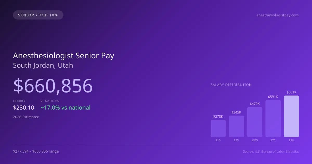 Anesthesiologist Senior Salary in South Jordan, UT — 2026 est., based on 2025 BLS