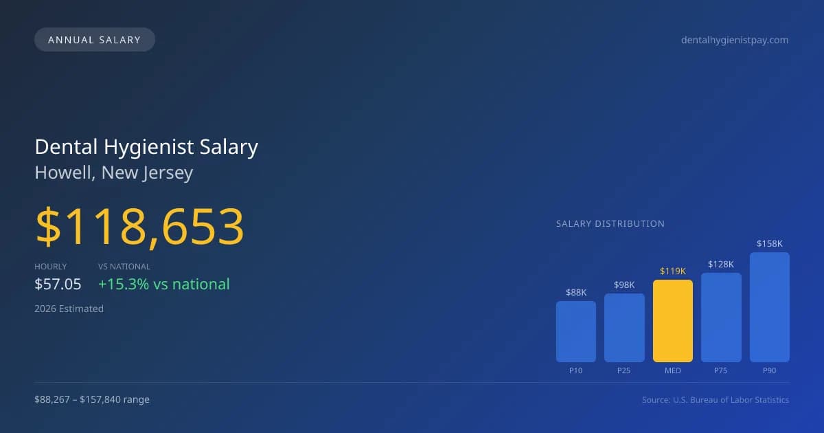 Dental Hygienist Salary in Howell, NJ — 2026 est., based on 2025 BLS