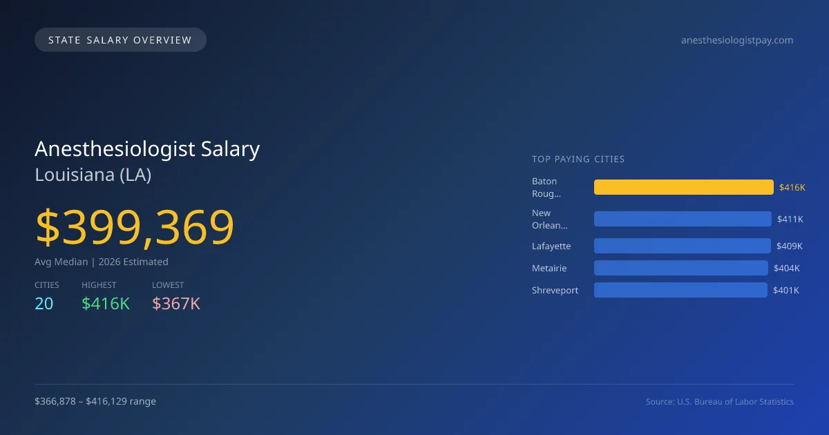 Anesthesiologist Salary in Louisiana - 2025 BLS Data Infographic